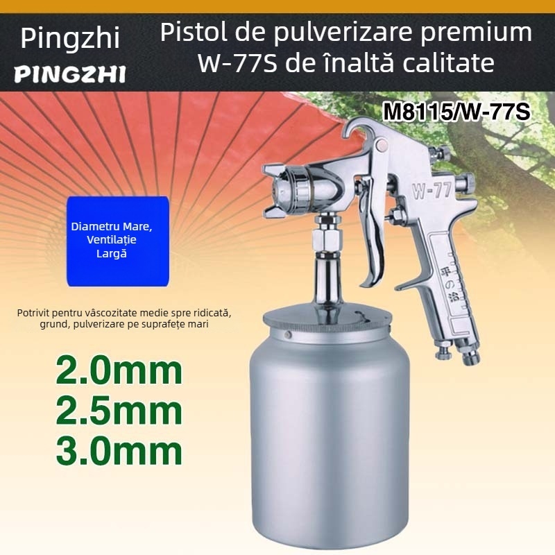 Pistol de pulverizare Pingzhi W-71/W101/W77 cu recipiente duale pentru vopsire auto și mobilier, pulverizare cu atomizare înaltă pentru uși glisante