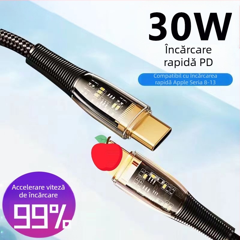 Cablu Lightning PD pentru iPhone – încărcare rapidă 20W/30W/35W