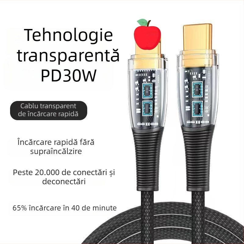 Cablu Lightning PD pentru iPhone – încărcare rapidă 20W/30W/35W