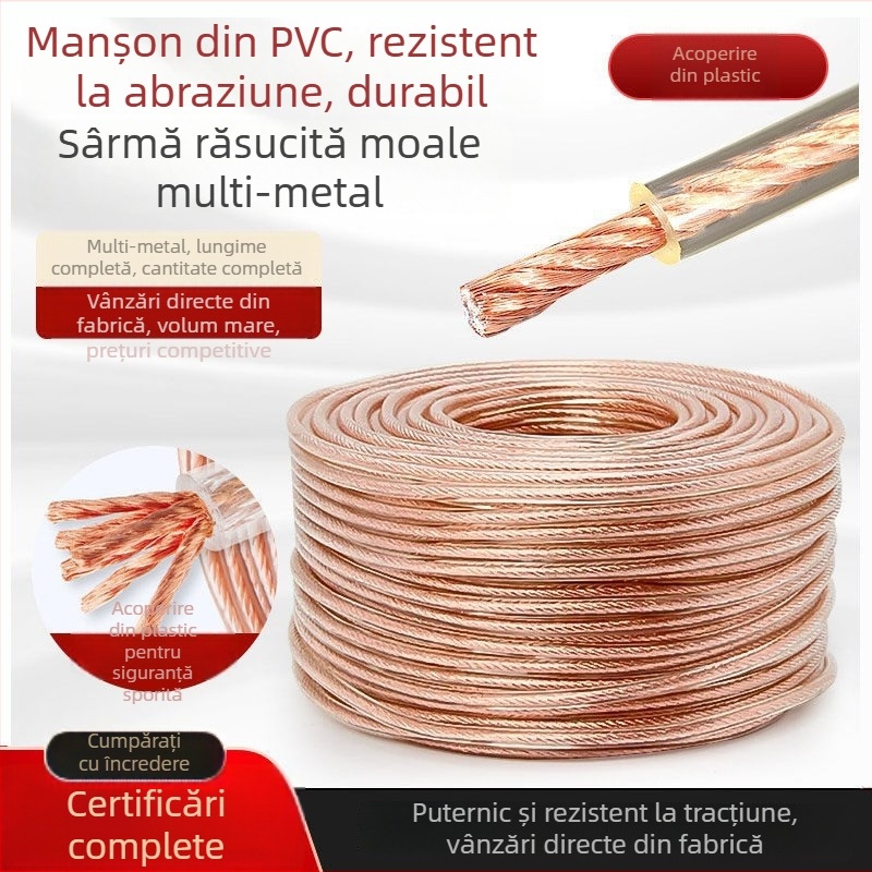 Cablu de împământare pentru înaltă tensiune, acoperire plastică transparentă, conductor din oțel cu înveliș de cauciuc, cablu izolat 2,5/4/10 mm²
