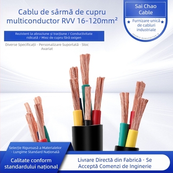 Cablu VVR cu nucleu de cupru, rezistent la foc, configurații 3+1, 3+2 sau 4+1 nuclee, secțiune 10–35 mm², izolație PVC și mantă PVC, certificare GB/T5023-2008