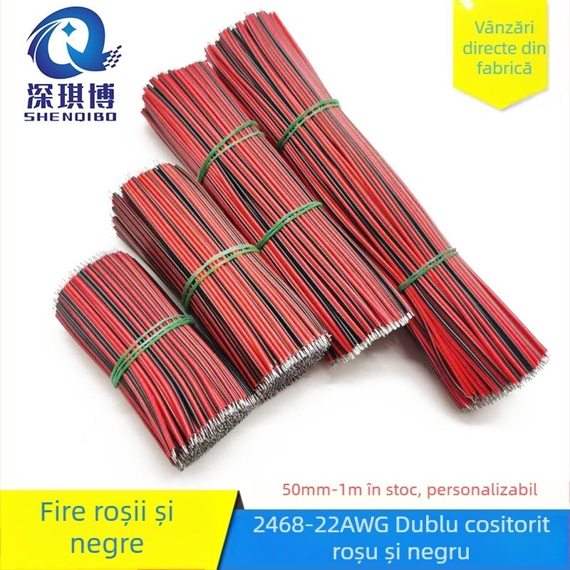 Model 2468, 22 AWG cablu dublu paralel roșu/negru pentru conectarea LED, izolație PVC, cu strat de staniu, RoHS