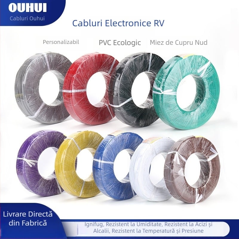 Cablu RV, standard național, cu miez de cupru flexibil, 0,3/0,5/0,75 mm², pentru alimentare și semnale de control