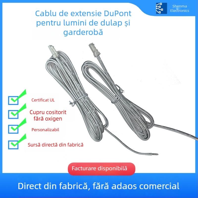Cablu de cablare LED cu conectori DuPont de 2,54 mm, pentru iluminat în dulap și garderobă, cablu de extindere pentru bandă LED, 2 pini masculin și feminin, cupru pur