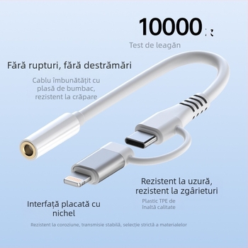 Adaptor USB-C la 3,5 mm, 2 în 1 pentru dispozitive Apple, convorbiri și ascultarea muzicii