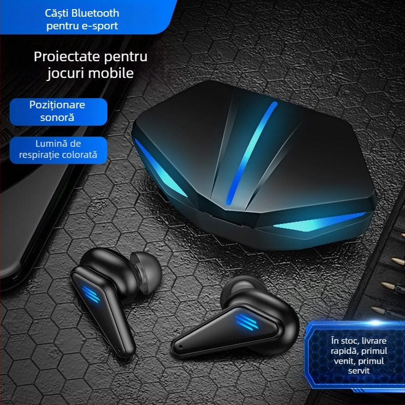 Căști gaming K55, fără fir, Bluetooth, latență scăzută, autonomie lungă, anulare a zgomotului, in-ear