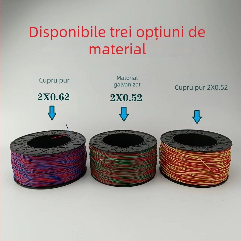 Sârmă cu nucleu de cupru 0.52/0.62 mm, sârmă din oțel galvanizat cu două fire și cablu de prelungire cu nucleu de cupru pentru tuneluri miniere, role de 200 m