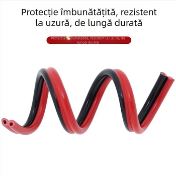 Cablu roșu-negru din cupru pur RVB2, dublu paralel pentru panouri, secțiuni 0,5/0,75/1/1,5/2,5 mm²