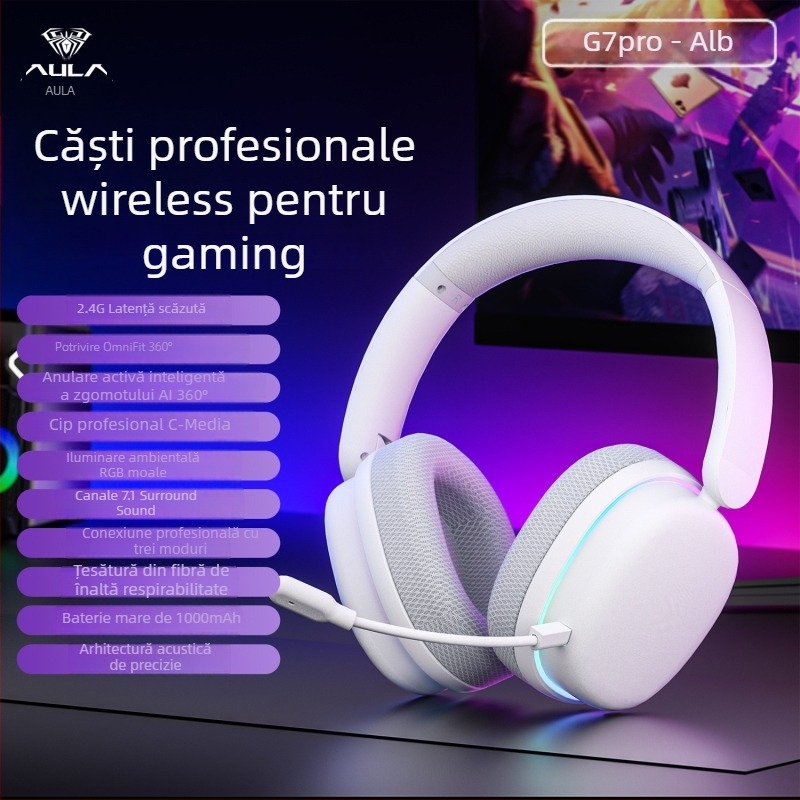 Wolf Spider G7Pro căști wireless cu Bluetooth, trei moduri de anulare a zgomotului, sunet de înaltă calitate, microfon, latență redusă pentru gaming
