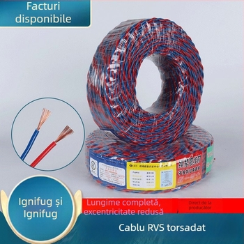 Cablu casnic ignifug cu miez de cupru, conductori răsuciți în perechi, secțiuni 1,5 mm² și 2,5 mm², ZR-RVS