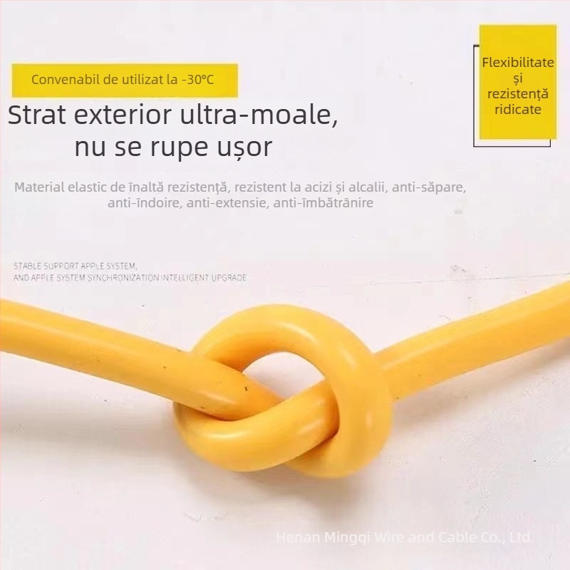 Cablu de prelungire pentru încărcare, 2 conductori, cupru pur, exterior, galben, secțiune 1,5–2,5 mm², flexibil