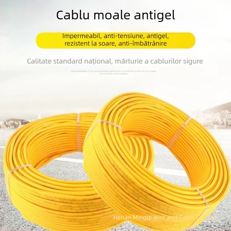 Cablu de prelungire pentru încărcare, 2 conductori, cupru pur, exterior, galben, secțiune 1,5–2,5 mm², flexibil