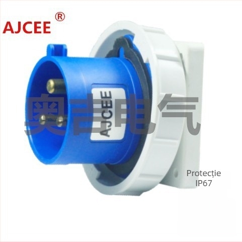 Conector industrial 16A AJ-6132, priză inversă, protecție împotriva scurgerilor pentru echipament