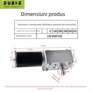 5840-31ZY motor DC cu reductor melcat, reglaj 12–24V, blocare automată, cuplu ridicat, axă dublă