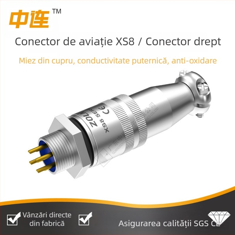 Conector XS8 industrial, rezistent la explozie, ignifug și impermeabil, pentru stații de încărcare cu energie nouă, femelă și mascul