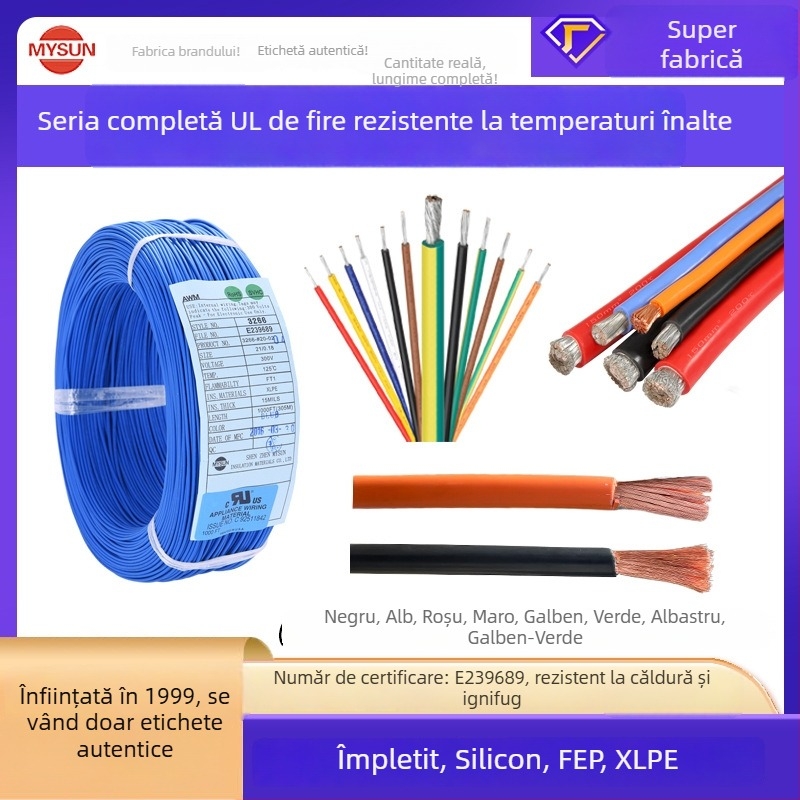 Cablu din silicon moale UL-listed, izolație PTFE, XLPE cablu de înaltă temperatură pentru stocare energie, baterii Li și drone