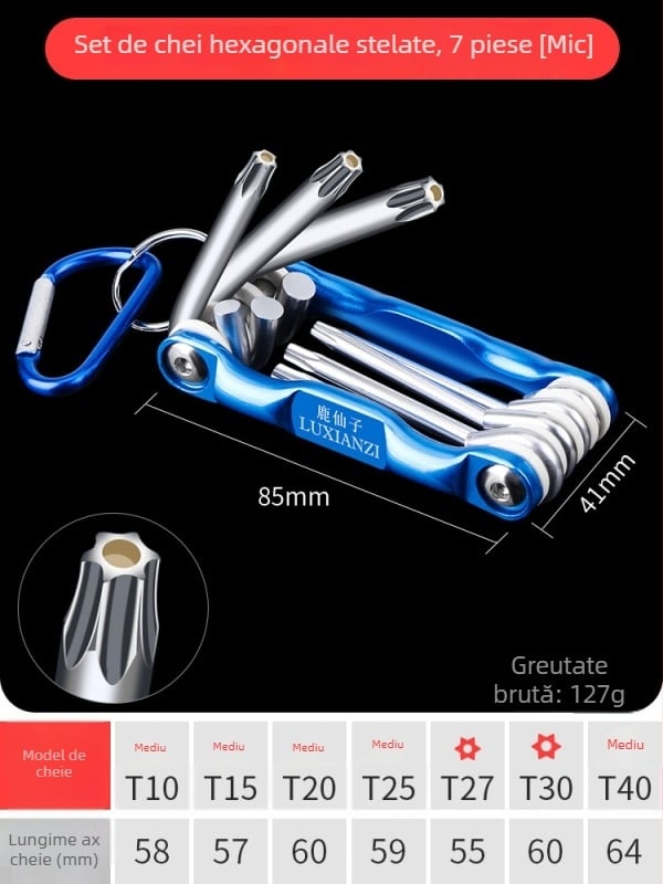 Deer Fairy Set chei hexagonale pliante, multifuncțional, cu biți hexagonali și șurubelniță Torx