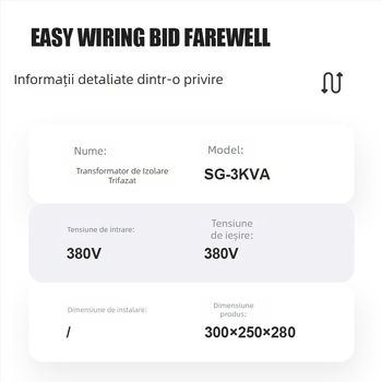 Transformator de izolare uscat trifazat SG-3KVA, personalizat, 380V la 220V pentru sisteme fotovoltaice