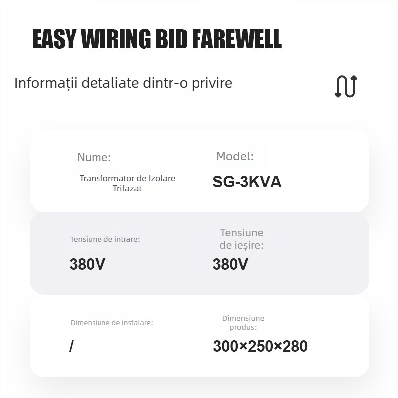 Transformator de izolare uscat trifazat SG-3KVA, personalizat, 380V la 220V pentru sisteme fotovoltaice