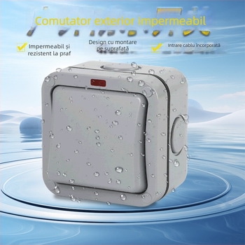 Cutie întrerupător exterior impermeabil IP66, 86×86 mm, montaj pe perete, cu control dual