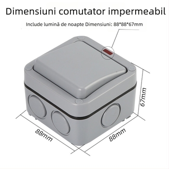 Cutie întrerupător exterior impermeabil IP66, 86×86 mm, montaj pe perete, cu control dual