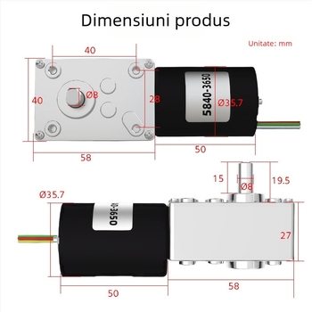 Motor DC brushless cu angrenaj melcat, 12V/24V, reglaj viteză, auto-blocare, înaltă putere