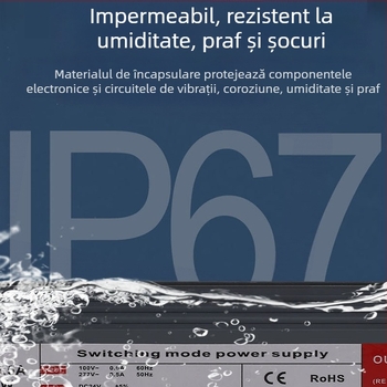Sursă de alimentare IP67 impermeabilă 12V/24V pentru iluminat exterior și panouri publicitare