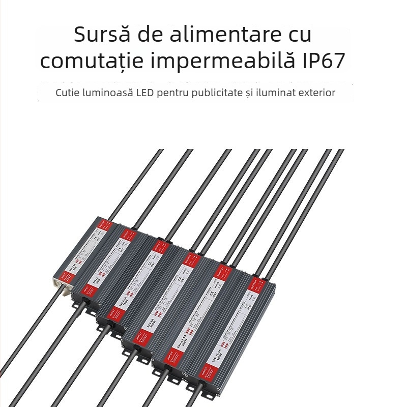 Sursă de alimentare IP67 impermeabilă 12V/24V pentru iluminat exterior și panouri publicitare