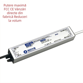 Sursă de alimentare impermeabilă pentru bandă LED, 50W, 12/24/36/48V, comutabilă, IP67, dimensiuni 168×49×34 mm
