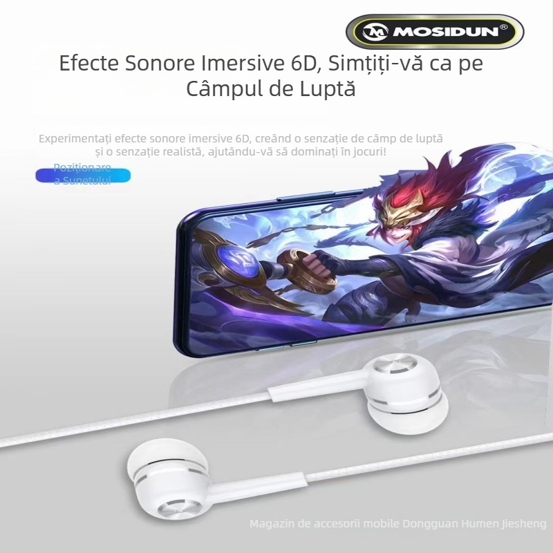 Căști USB-C cu fir pentru Huawei P40, P30, Xiaomi 10 și dispozitive Letv