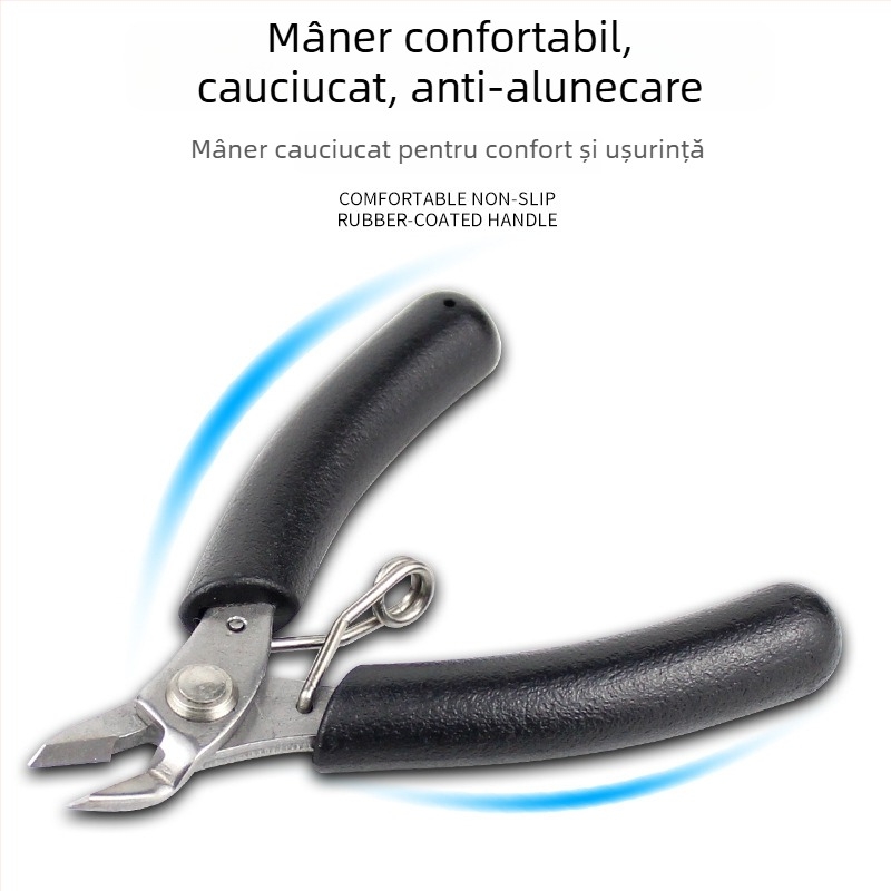 Clește mini pentru bijuterii din oțel inoxidabil, antiaderent, fără dinți, nas rotund, tăietor diagonal, 4 inch, clește cu nas ascuțit DIY înfășurare de sârma