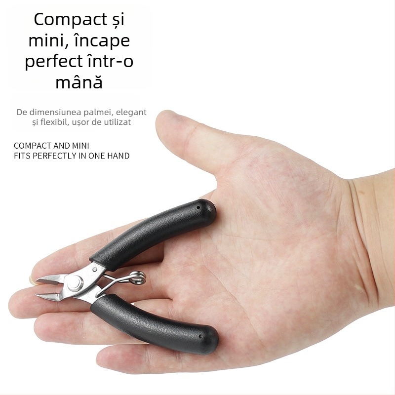 Clește mini pentru bijuterii din oțel inoxidabil, antiaderent, fără dinți, nas rotund, tăietor diagonal, 4 inch, clește cu nas ascuțit DIY înfășurare de sârma