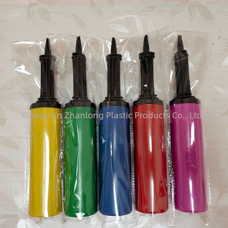 Pompa din plastic colorat pentru baloane, acțiune push-pull, cu acțiune dublă