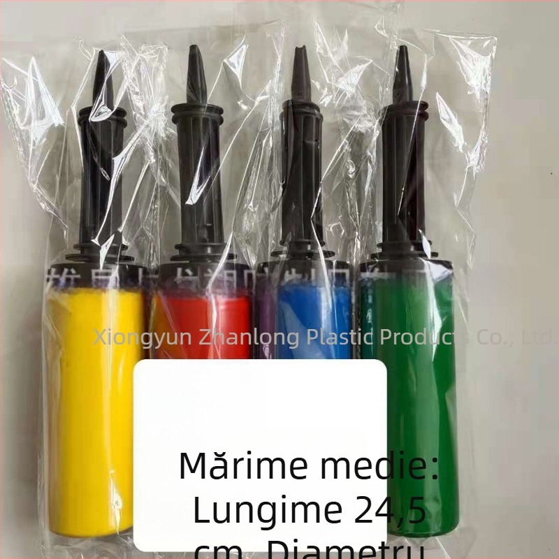 Pompa din plastic colorat pentru baloane, acțiune push-pull, cu acțiune dublă