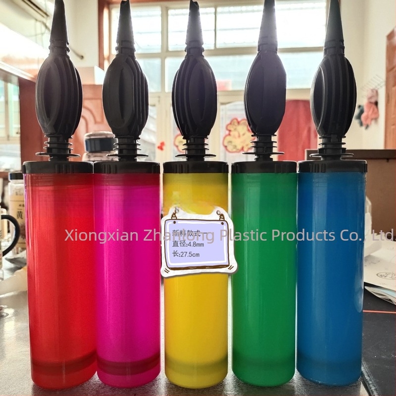 Pompa din plastic colorat pentru baloane, acțiune push-pull, cu acțiune dublă