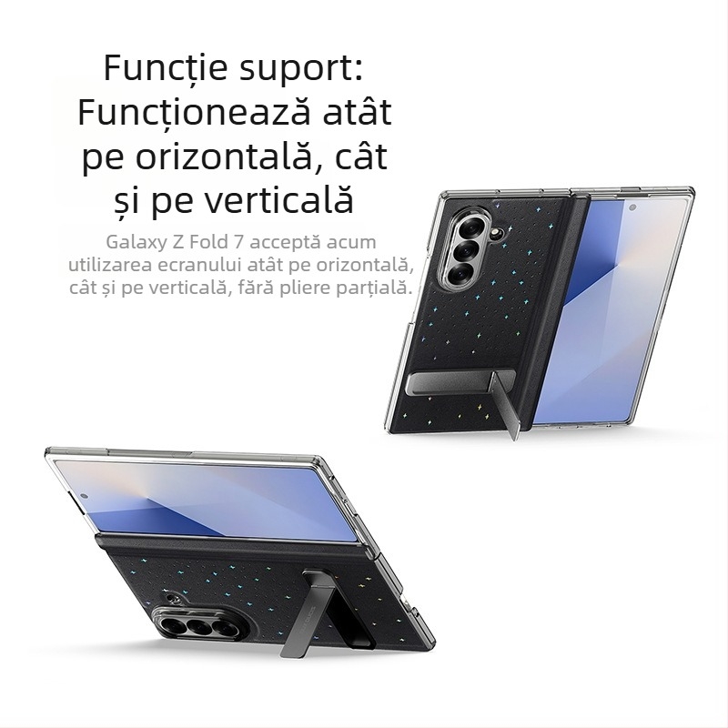 DUX DUCIS husă Samsung Z Fold7 cu textură de piele și design Stele visătoare Flip