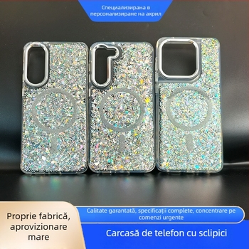 Carcasă de telefon din rășină cu sclipici pentru Apple, Samsung, Huawei — protecție anti-cădere, stilată