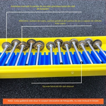 Cap de șlefuit din oțel wolfram, freză rotativă din aliaj în formă de T, margine arcuită, disc cu caneluri W1201 pentru lemn și metal
