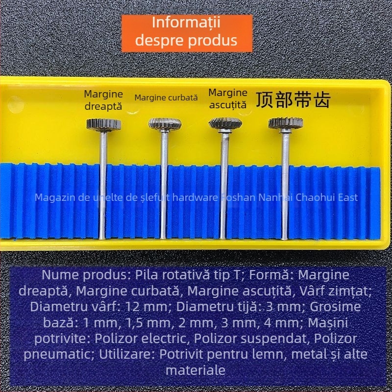 Cap de șlefuit din oțel wolfram, freză rotativă din aliaj în formă de T, margine arcuită, disc cu caneluri W1201 pentru lemn și metal