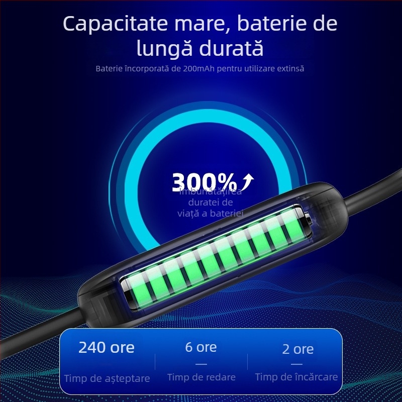 Căști cu conductivitate osoasă pentru sport, Bluetooth, pentru înot și alergare, design fără fir la nivel de gât, IPX8 rezistente la apă.