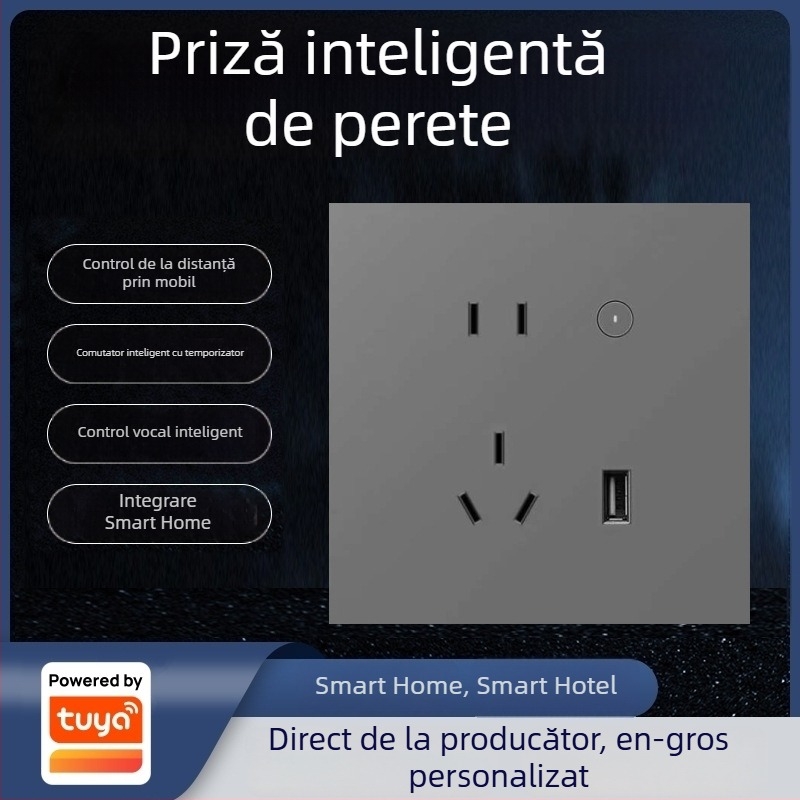 Graffiti Zigbee priză de perete inteligentă cu cutie tip 86, control vocal și control de la distanță prin telefon