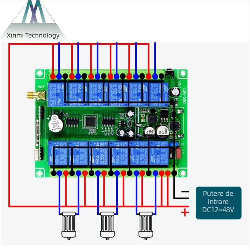 Comutator wireless cu telecomandă industrial, 12-48V, doisprezece canale, pentru motoare, pompe de apă și circuite de iluminat