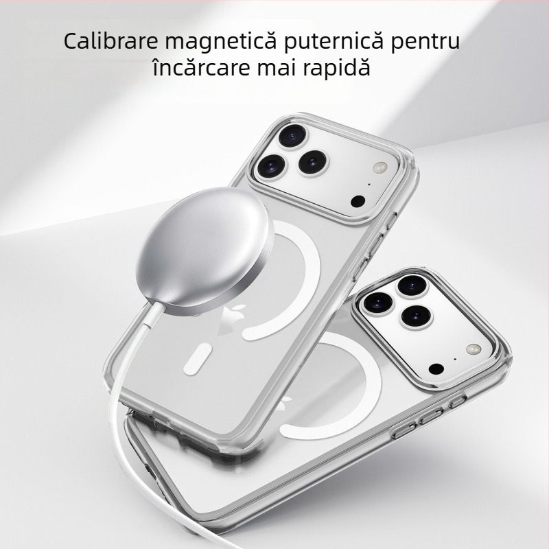 Husă protectie transparentă magnetică pentru iPhone 17 Pro, anticadere, anti-zgârieturi, 2.0 mm