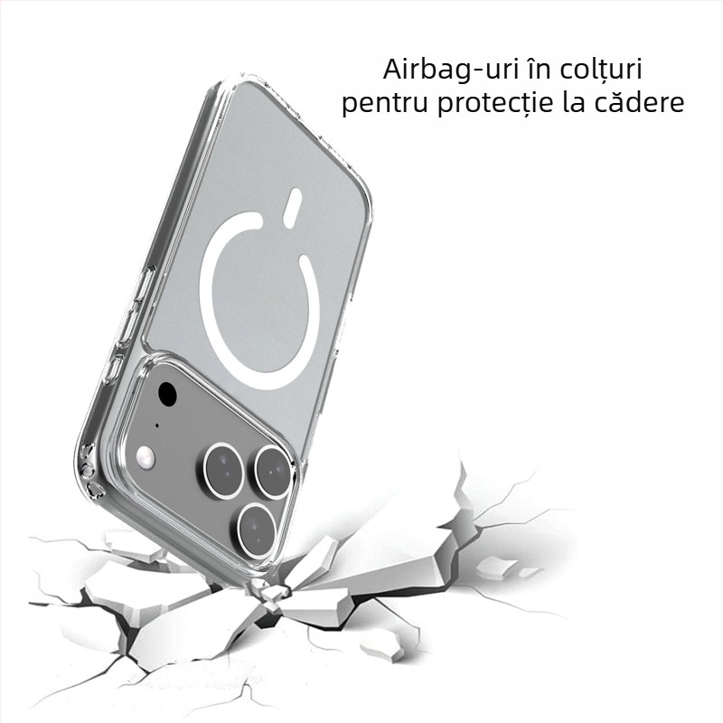 Husă protectie transparentă magnetică pentru iPhone 17 Pro, anticadere, anti-zgârieturi, 2.0 mm