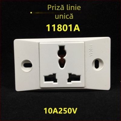 11801A Priză industrială 1 canal, placă îngustă, 10A, standard național, priză multifuncțională cu 3 pini plate