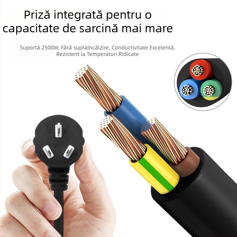 Priză prelungitoare din cupru pur, cablu extralung, rezistentă la rupere și la îngheț, pentru instalații inginerești