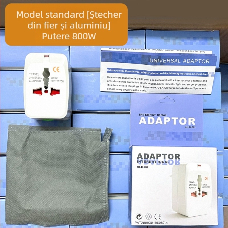 Adaptor de călătorie global și convertor de energie multifuncțional pentru prizele SUA, Japonia, Germania și Franța