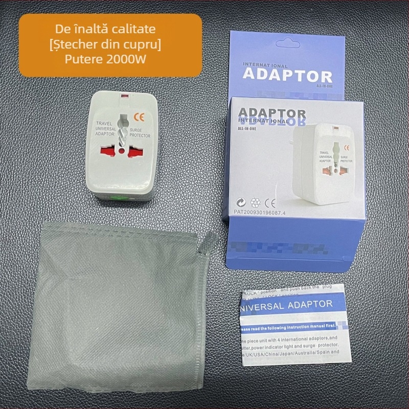 Adaptor de călătorie global și convertor de energie multifuncțional pentru prizele SUA, Japonia, Germania și Franța