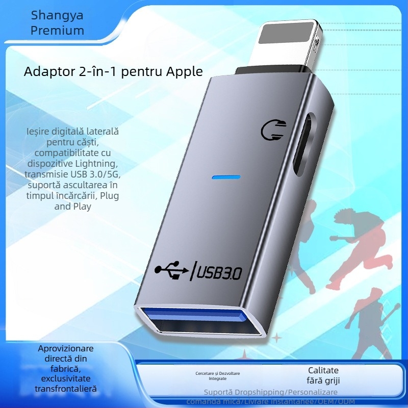 Model privat Apple adaptor USB 3.0 Type-C pentru căști, convertor de date 2 în 1