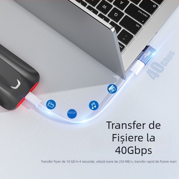 Adaptor USB-C USB4 cu funcții complete, transfer de date de până la 40 Gbps, pentru laptop, proiecție 8K HD a ecranului